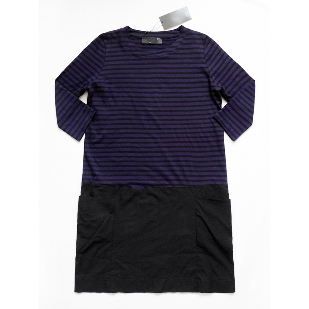 NEW WITH TAG TRAFALUC/Zara 3/4 Sleeve Striped Color Block Dress With Pockets S
